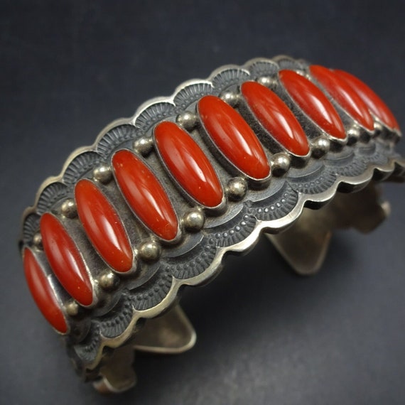 Quality Ernest Roy Begay Vintage Native American Navajo Coral Sterling Silver Necklace Old Quality Ernest Roy Begay Vintage Native American Navajo Coral Sterling Silver Necklace Old