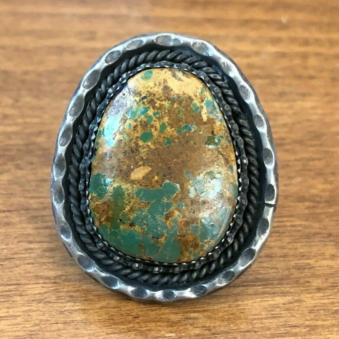 Glorious Native American Navajo Signed Royston Turquoise Sterling Silver Gigantic Ring Glorious Native American Navajo Signed Royston Turquoise Sterling Silver Gigantic Ring