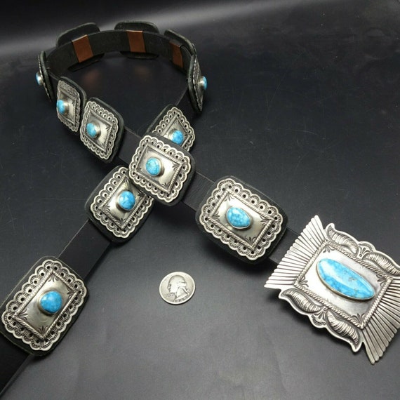 Amazing Vintage Native American Jewelry Navajo Sterling Silver Mike Yazzie Concho Belt Old Amazing Vintage Native American Jewelry Navajo Sterling Silver Mike Yazzie Concho Belt Old