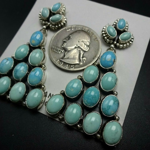 Elegant NAVAJO Sterling Silver Light BLUE TURQUOI… - image 1