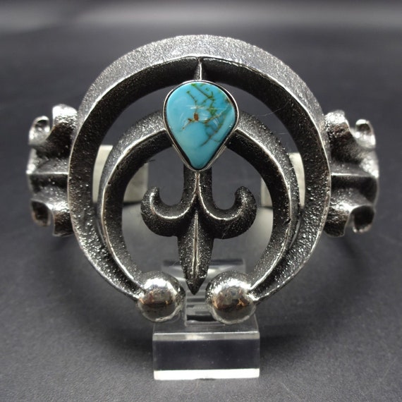 Important Aaron Anderson Turquoise Native American Jewelry Silver Naja Bracelet Important Aaron Anderson Turquoise Native American Jewelry Silver Naja Bracelet