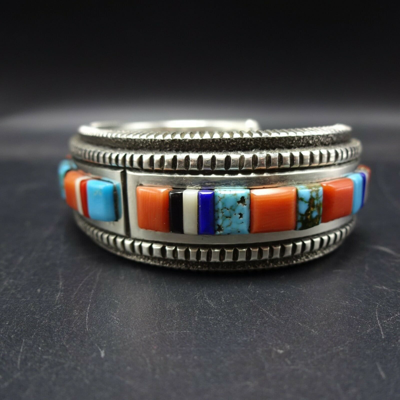 Harrison Jim NAVAJO Sterling Silver TURQUOISE CORAL Cobblestone