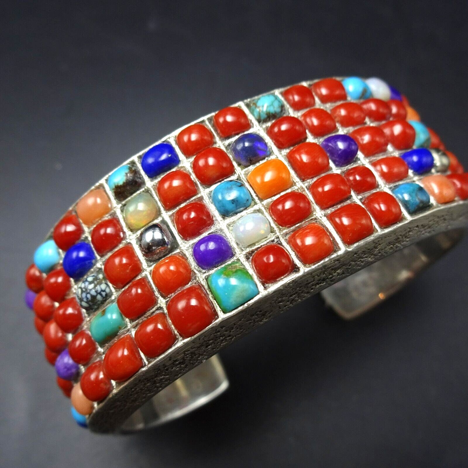 Dynamic Native American Navajo Lapis Sterling Silver Bracelet Signed Alvin Monte Dynamic Native American Navajo Lapis Sterling Silver Bracelet Signed Alvin Monte