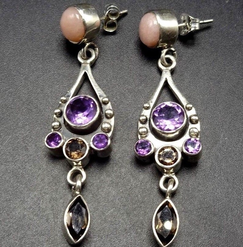 NICKY BUTLER Sterling 925 RAJ Collection Earrings Amethyst