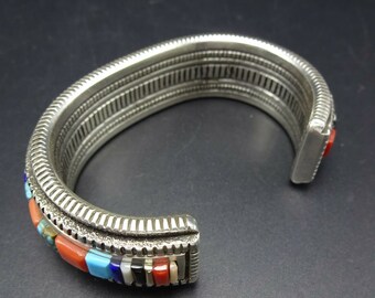 Harrison Jim NAVAJO Sterling Silver TURQUOISE CORAL Cobblestone
