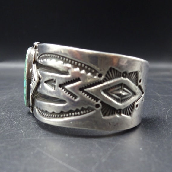 Heavy Navajo Hand Stamped Sterling Silver CARICO … - image 10