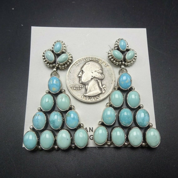 Elegant NAVAJO Sterling Silver Light BLUE TURQUOI… - image 2