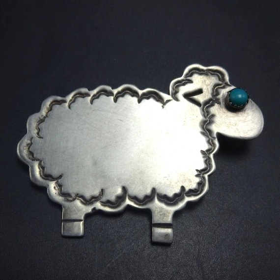 FLUFFY SHEEP Signed Navajo Hand Stamped Sterling S