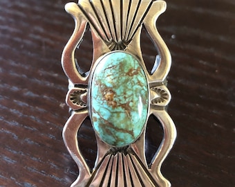 Terry Martinez Navajo Sterling Silver CARICO LAKE TURQUOISE Ring size 7.75