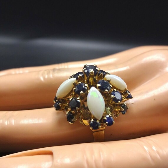 Fine ESTATE Vintage 14k Gold Harem Cocktail Ring … - image 3