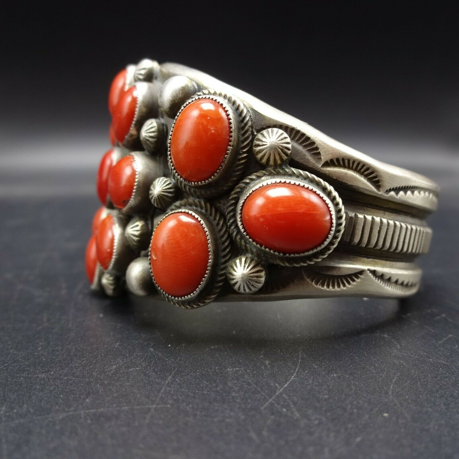 MAGNIFICENT Calvin Martinez NAVAJO Sterling Silver CORAL