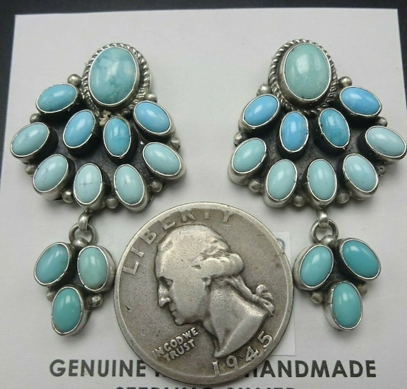 Lovely NAVAJO Sterling Silver and LIGHT Blue TURQ… - image 1