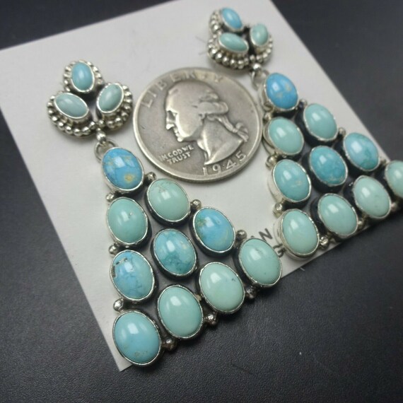 Elegant NAVAJO Sterling Silver Light BLUE TURQUOI… - image 3