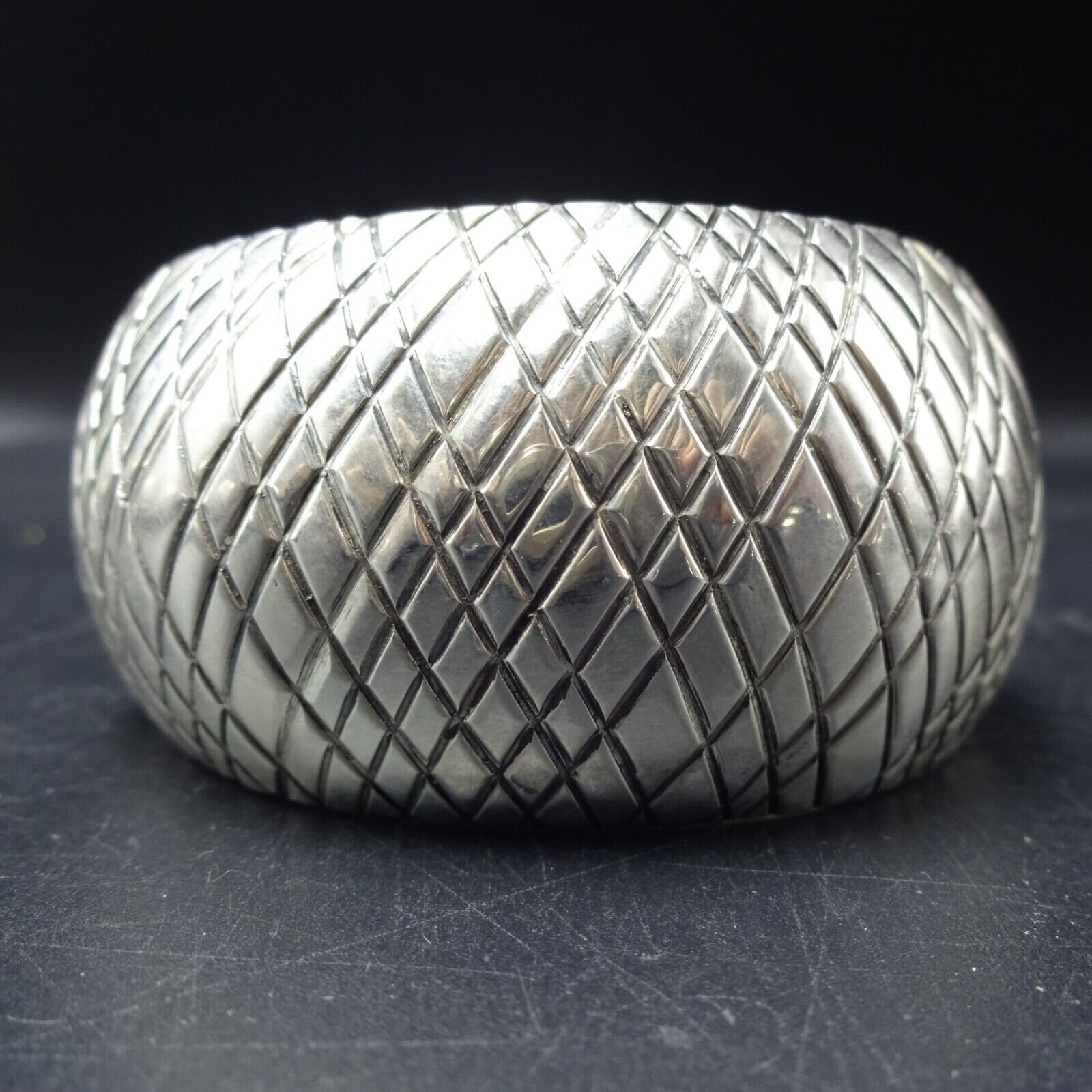 Orville Tsinnie NAVAJO Hand Stamped Sterling Silver CROSSHATCH