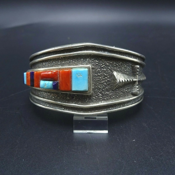 Lester James Navajo Tufa Sterling Silver TURQUOIS… - image 3