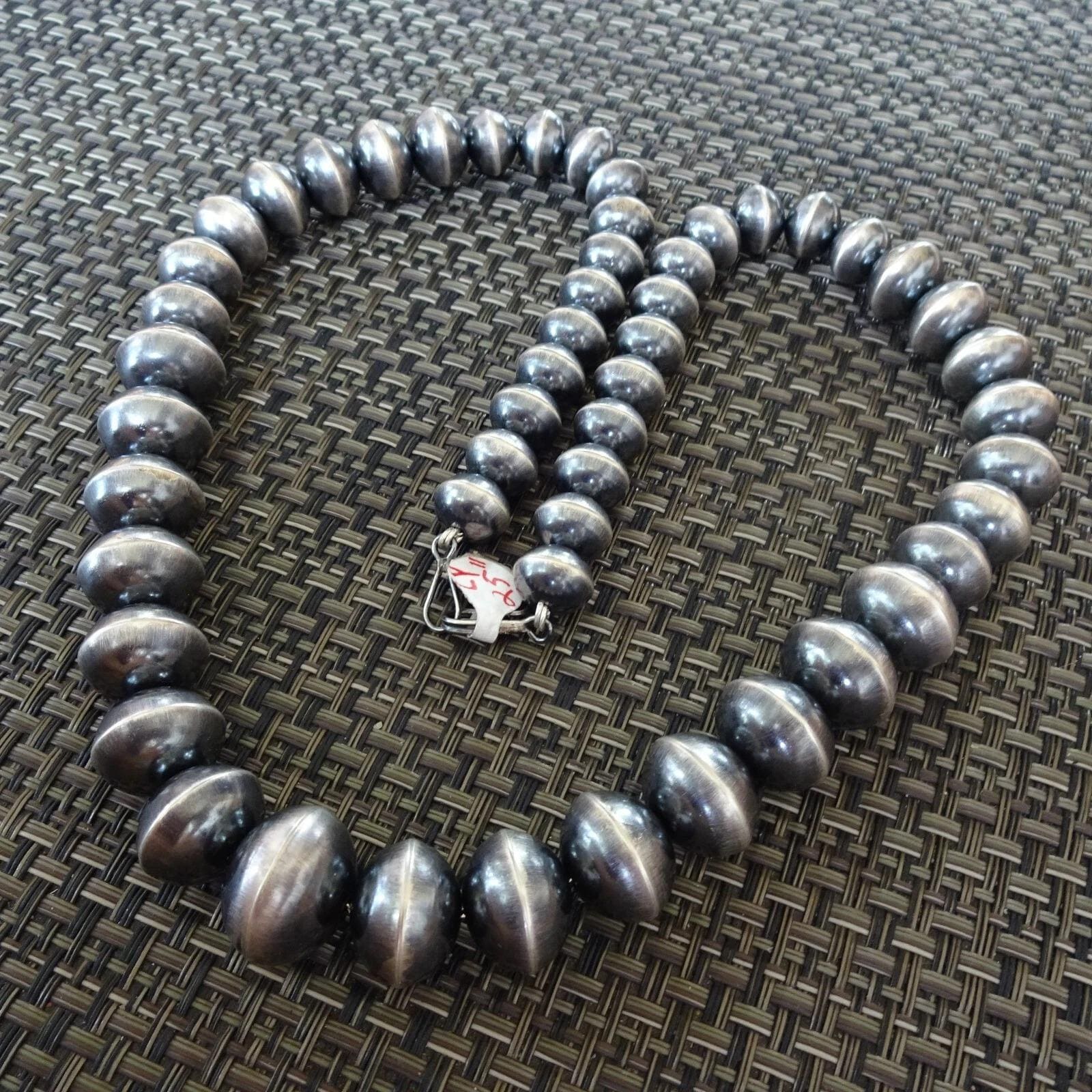 LILLIAN YAZZIE Handmade Sterling Silver NAVAJO Pearls 25