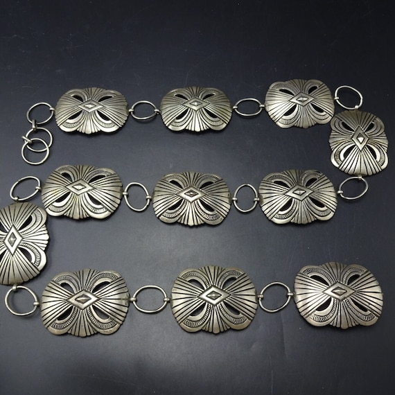 Navajo calvin martinez スタンプワーク　ベルト バックル Vintage CALVIN MARTINEZ Navajo HAND Stamped Sterling Silver