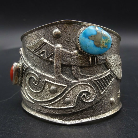 Vintage ERVIN TSOSIE Tufa Cast Sterling Silver TU… - image 4