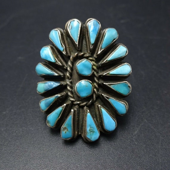 SUPERB Vintage Sterling Silver Natural BLUE TURQU… - image 9