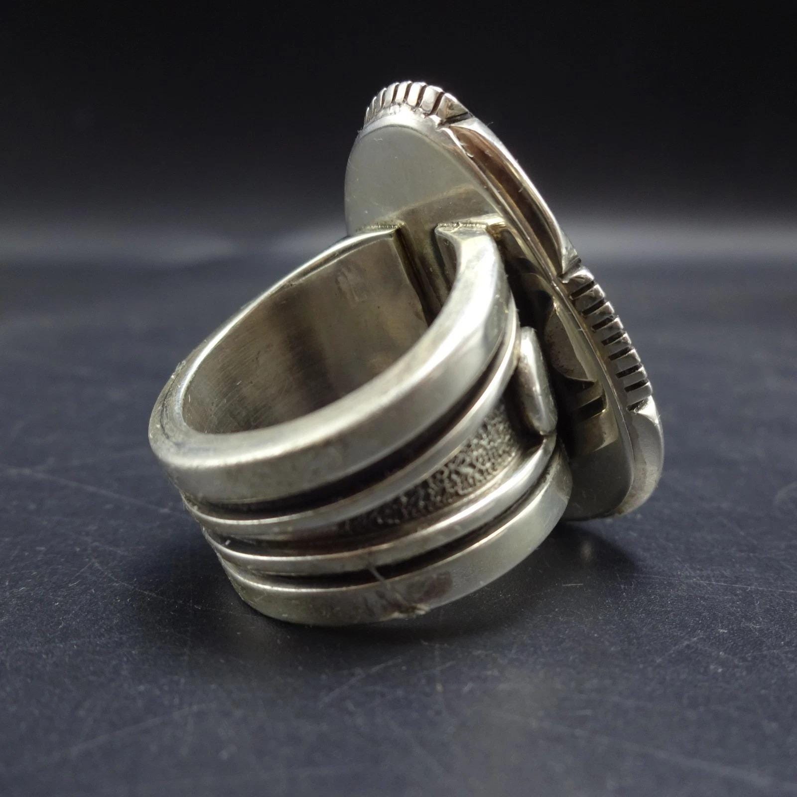 Big COOPER WILLIE Navajo Webbed Kingman TURQUOISE Sterling Silver