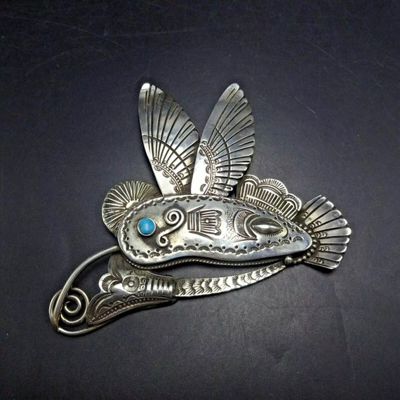 Huge ART TAFOYA Hand Stamped Sterling Silver Humm… - image 3