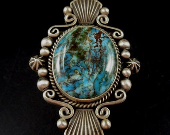Enchanting Elgin Tom Navajo SterlingSilver BLUE GREEN CHRYSOCOLLA Ring size 7.75