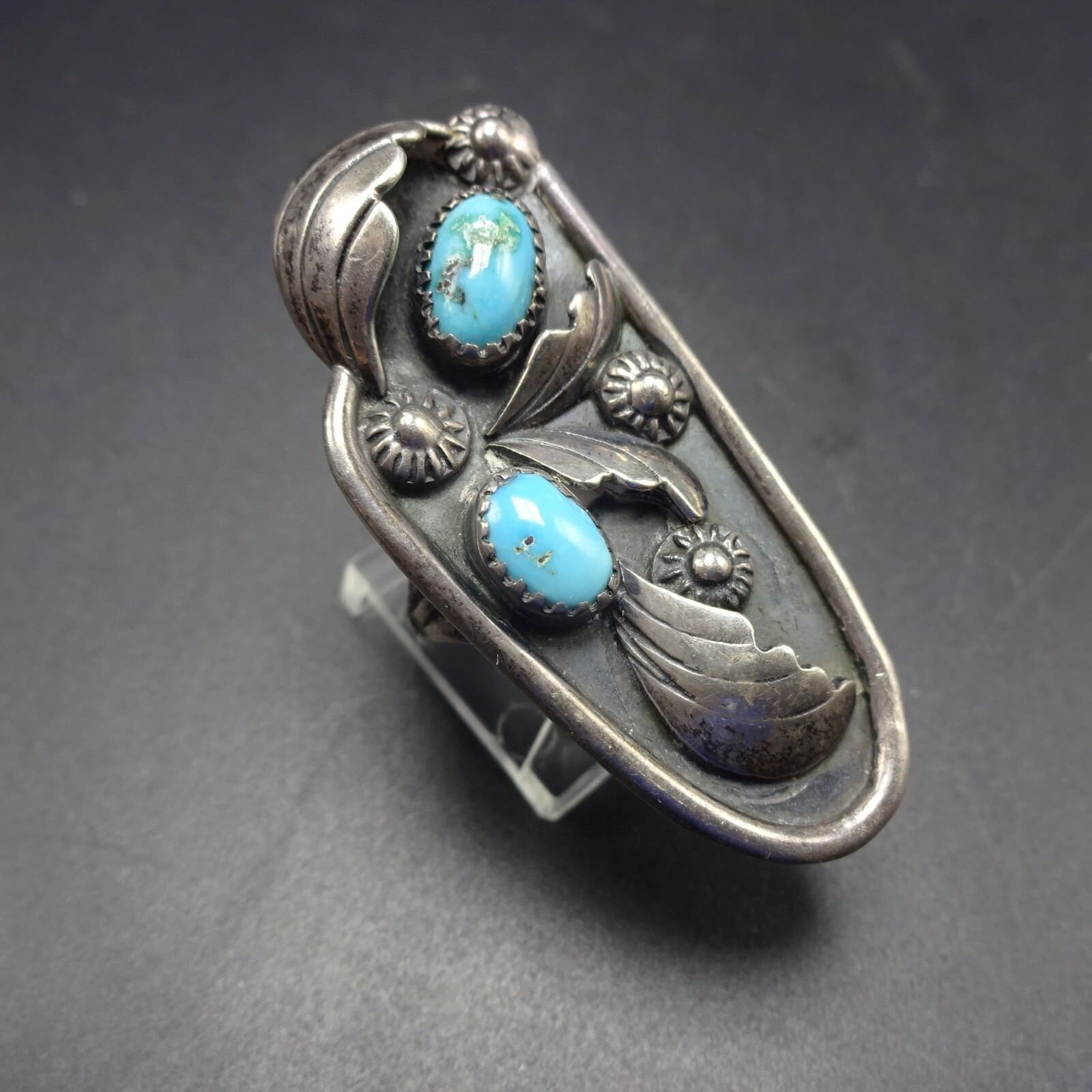 Signed Vintage 1960s NAVAJO Sterling Silver & TURQUOISE RING, Size 6.5 ...