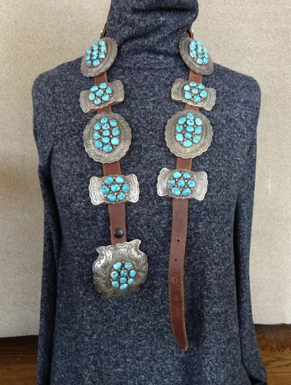 Daniel Martinez NAVAJO Sterling Silver TURQUOISE Concho BELT  display picture 2
