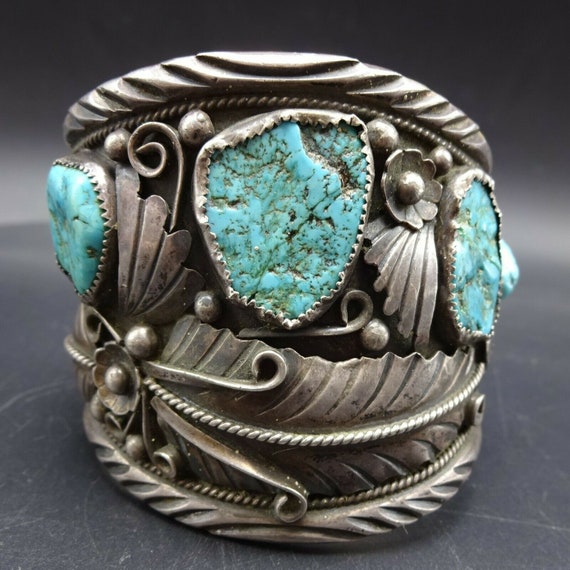 巨大な152gヴィンテージナバホチゼルスタンプスターリングシルバー