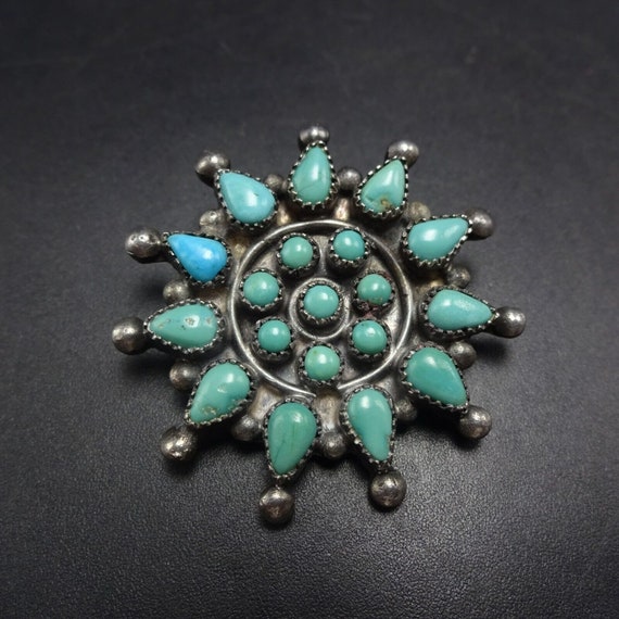 Old Pawn TURQUOISE PETIT POINT Sterling Silver 1.… - image 10