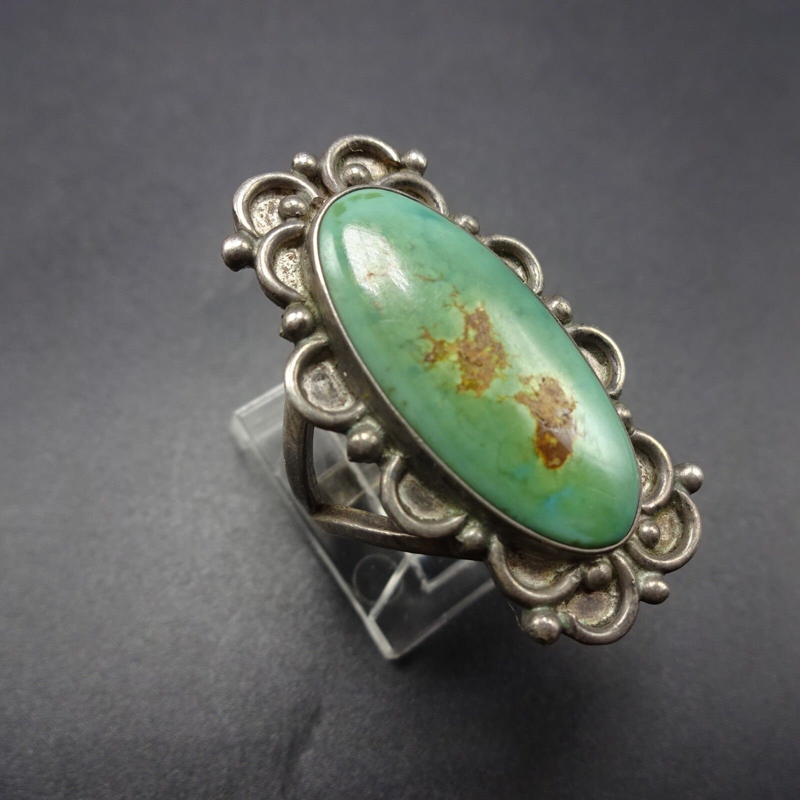 MID-CENTURY Vintage Navajo Sterling Silver and TURQUOISE Ring Size 6.5 ...