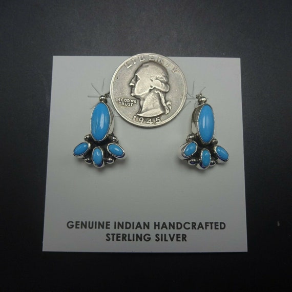 Delicate NAVAJO Sterling Silver Clear Blue TURQUO… - image 2