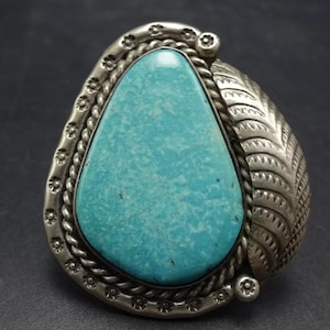 Old Vintage 1970s AJAX MINE TURQUOISE Sterling Silver Ring size 6.25 Pawn