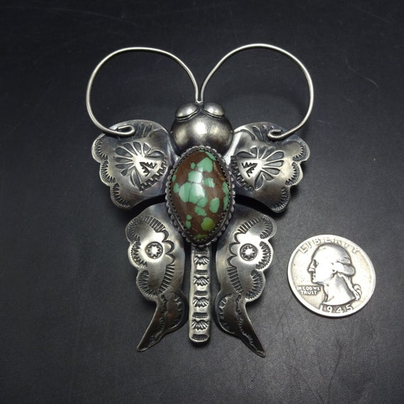 希少 Vintage   425 Brooch 925 Vintage 38 ct Natural Turquoise Brooch 925 Sterling Silver
