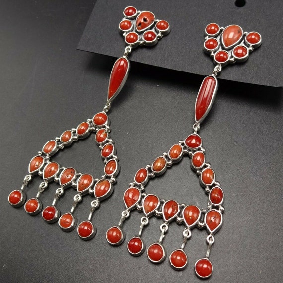 3.5" FEDERICO Jimenez Sterling Silver NATURAL RED… - image 1