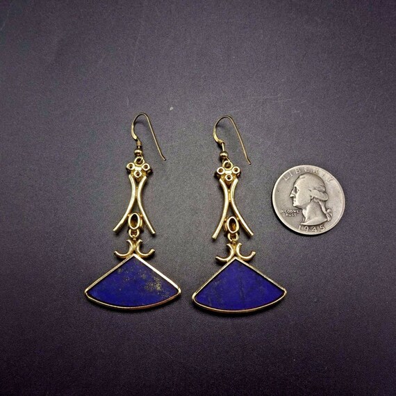 Vintage ESTATE 14K Gold Blue LAPIS Lazuli & Citri… - image 4