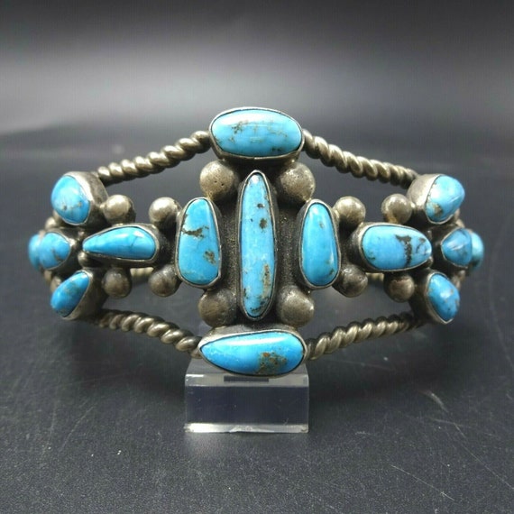 Best Verdy Jake Native American Navajo #8 Turquoise Sterling Silver Bracelet Best Verdy Jake Native American Navajo #8 Turquoise Sterling Silver Bracelet