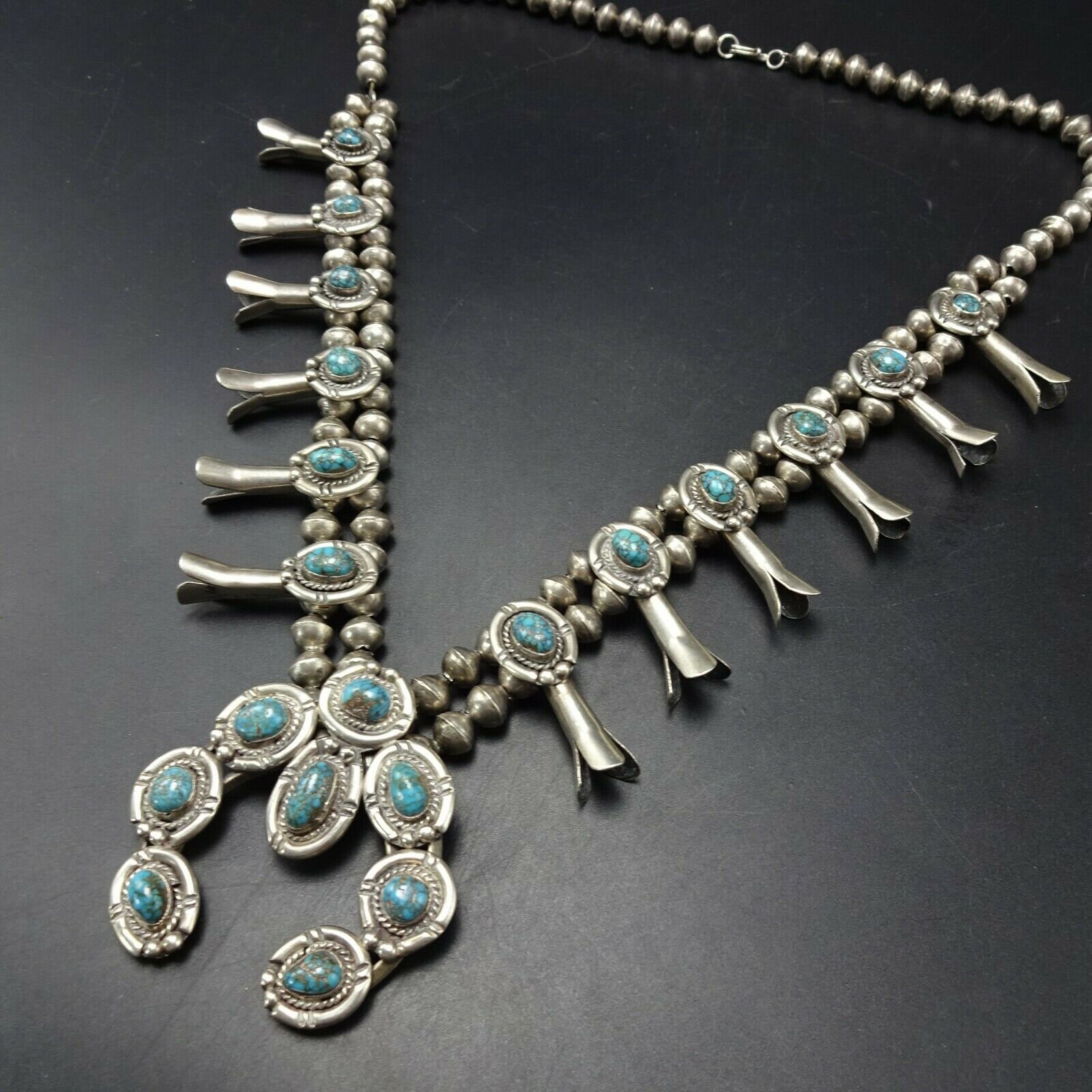 Vintage Sterling Silver 925 APACHE Blue Webbed TURQUOISE