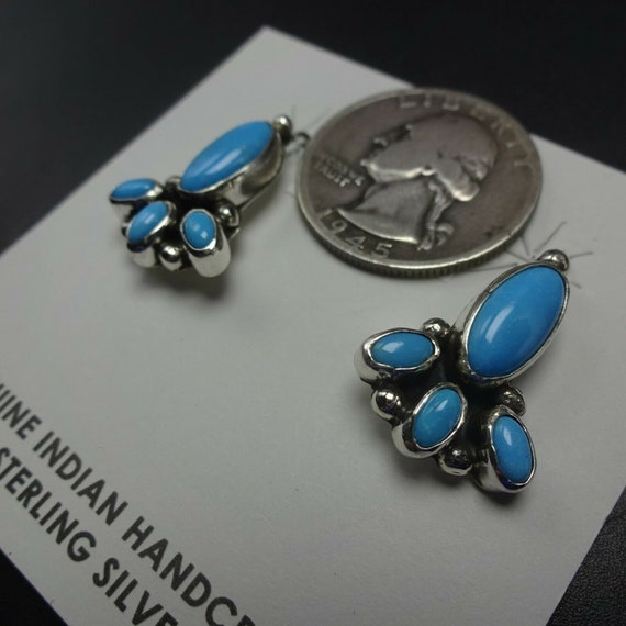 Delicate NAVAJO Sterling Silver Clear Blue TURQUO… - image 4