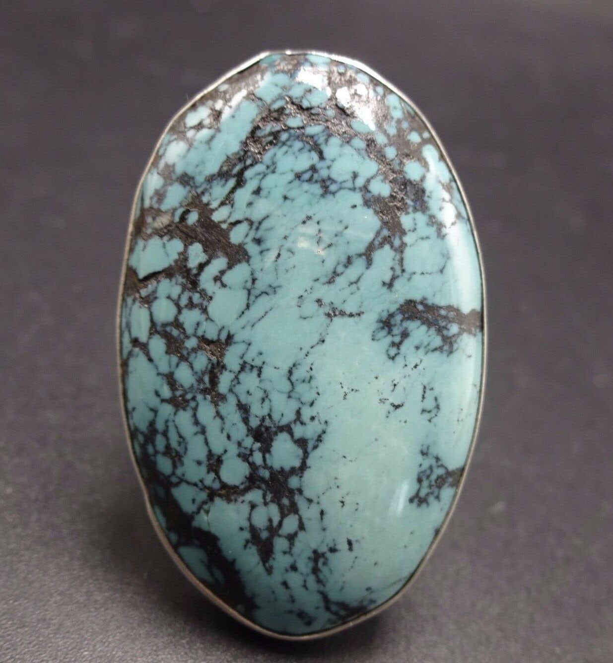 Huge SANTO Domingo Sterling Silver & TURQUOISE Ring, size 8.75 Florentino BAILON