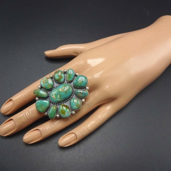 HUGE Gorgeous Sterling Silver & Royston TURQUOISE… - image 2