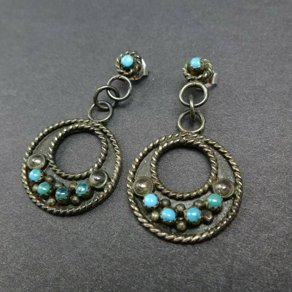 Exquisite Navajo Snake Eyes Turquoise Sterling Silver Native American Earrings Exquisite Navajo Snake Eyes Turquoise Sterling Silver Native American Earrings