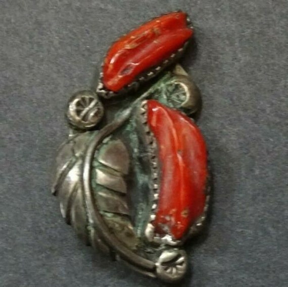 Exquisite Native American Navajo Old Kingman Turquoise & Coral Sterling Silver Ring Exquisite Native American Navajo Old Kingman Turquoise & Coral Sterling Silver Ring