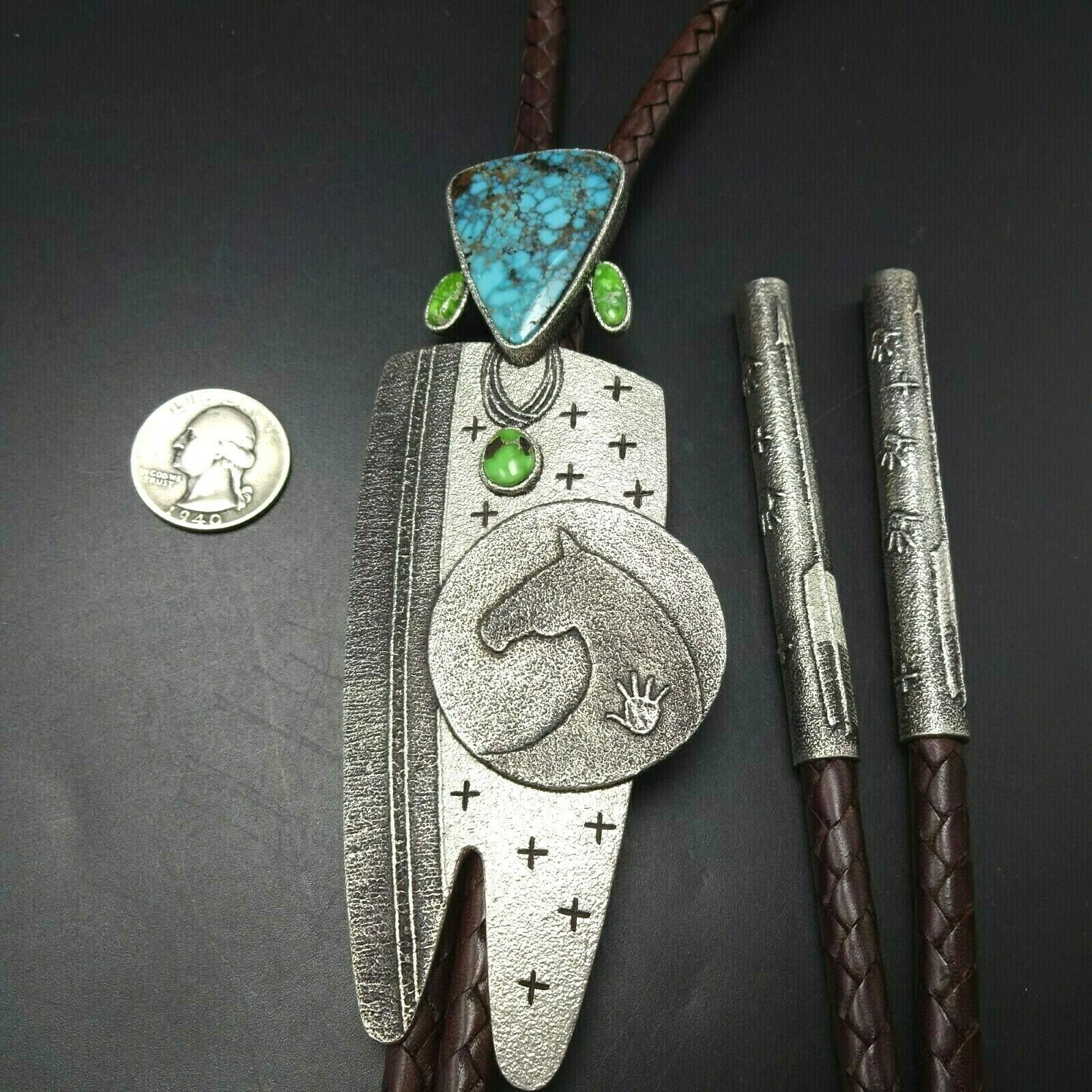 Unprecedented Vintage Native American Navajo Orville Tsinnie Turquoise Sterling Silver Necklace Unprecedented Vintage Native American Navajo Orville Tsinnie Turquoise Sterling Silver Necklace