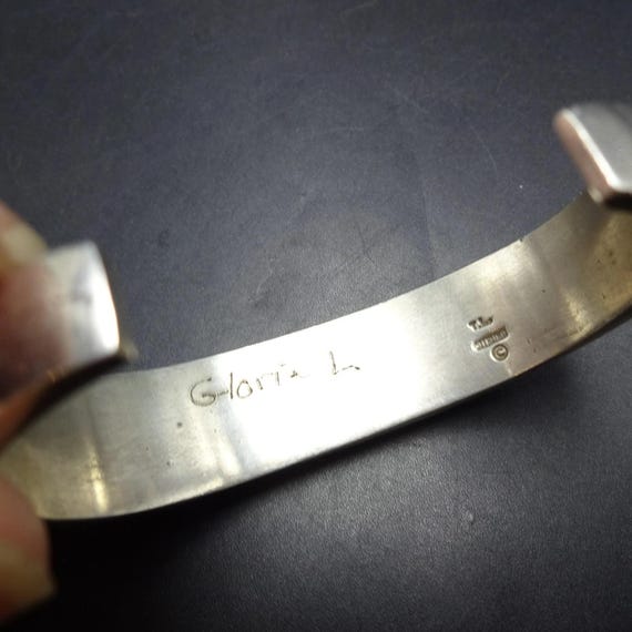 HEAVY Signed Navajo CHANNEL Inlay Cuff BRACELET w… - image 9