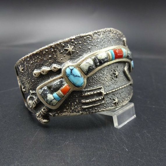 Lester James NAVAJO Tufa Cast Sterling Silver RAI… - image 5