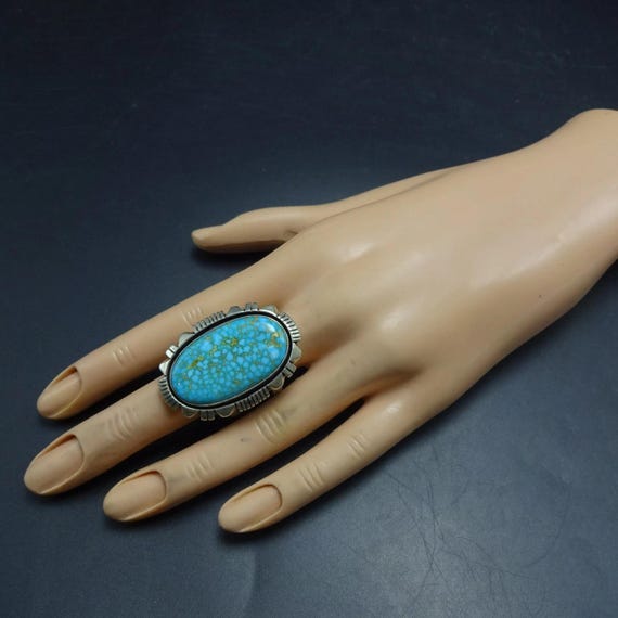 Big COOPER WILLIE Navajo Webbed Kingman TURQUOISE Sterling Silver