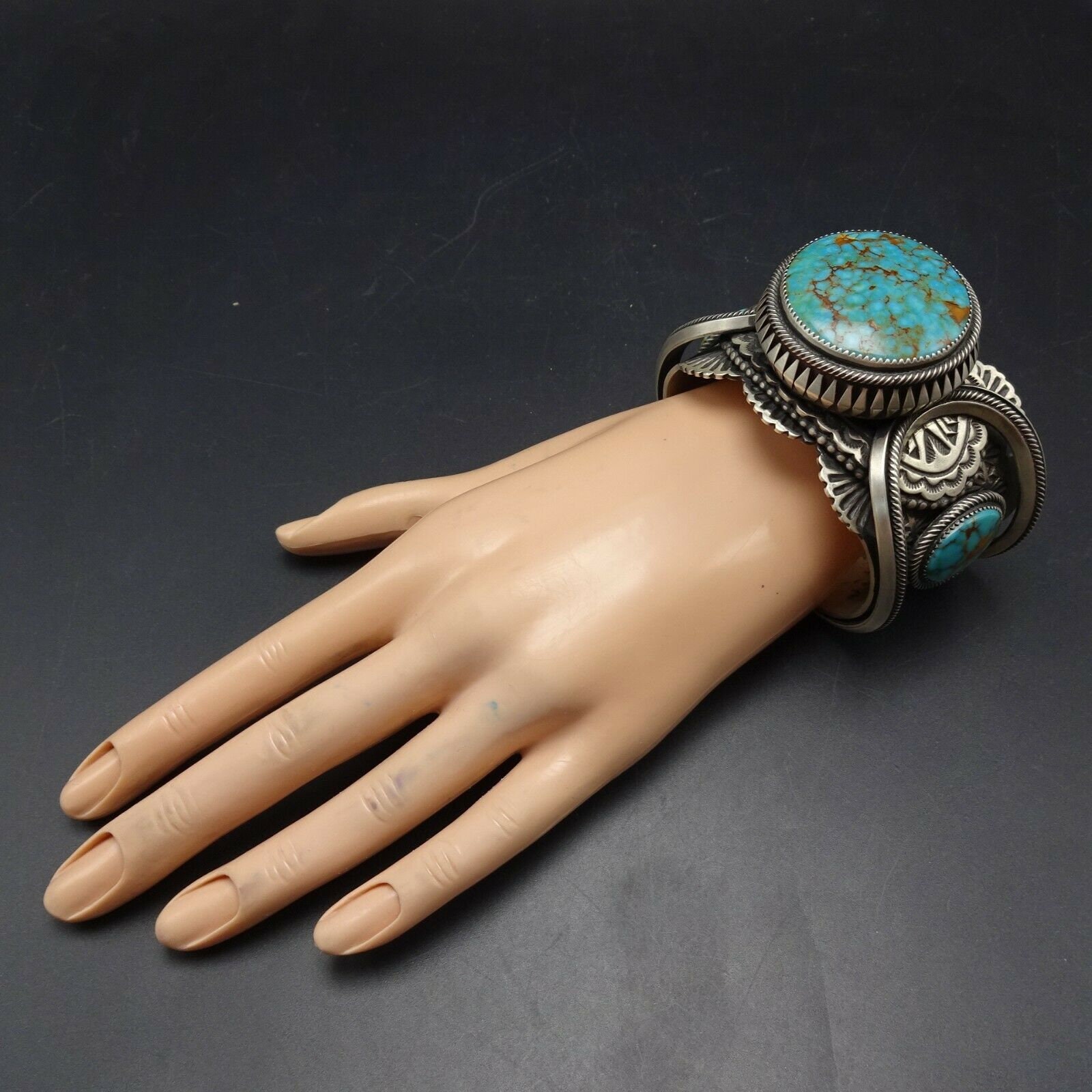 Leander Tahe NAVAJO 重厚なハンドスタンプ スターリング