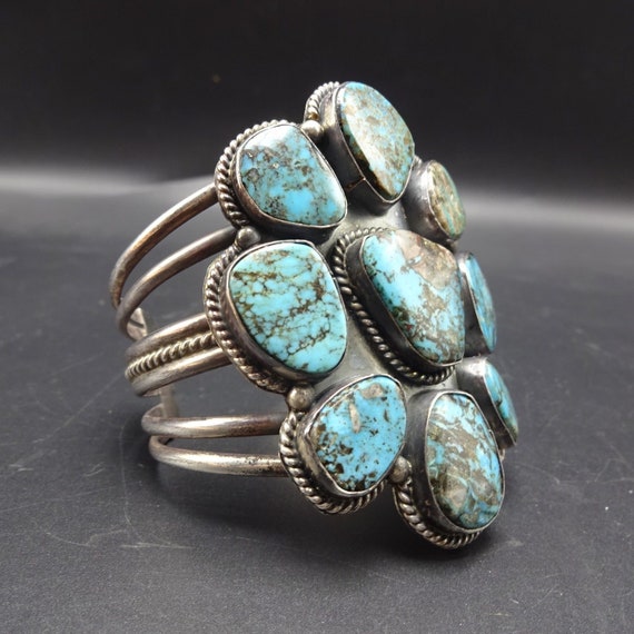 Heavy Vintage Sterling Silver and TURQUOISE Huge … - image 3