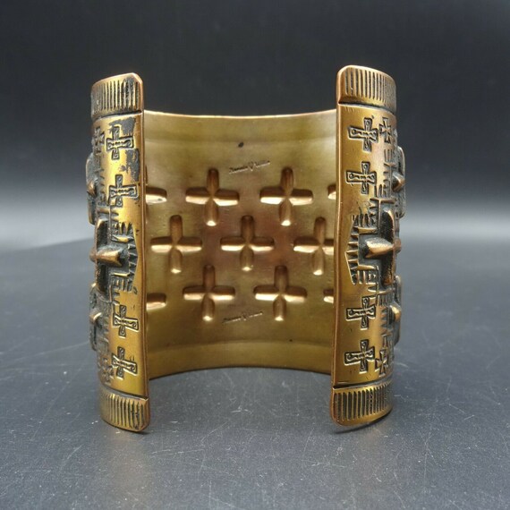Extra-Wide NAVAJO Hand-Stamped and Repousse SOLID… - image 6